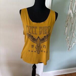 Free Bird Graphic Tank Top - Mustard size XL